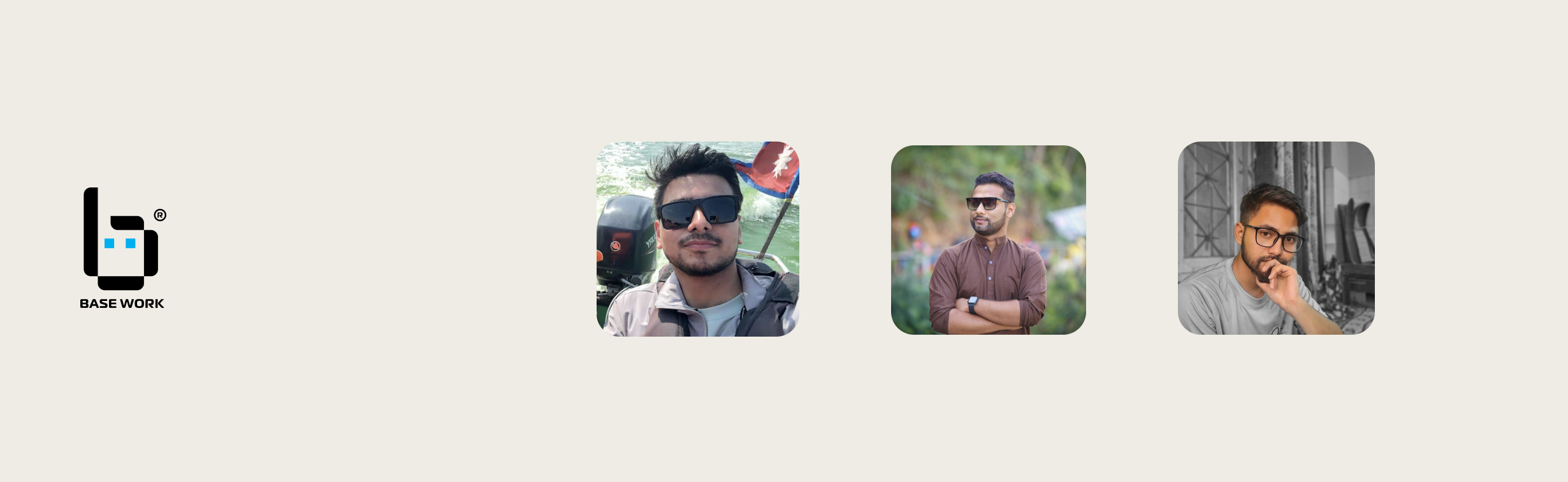 a group of people are shown in a green background